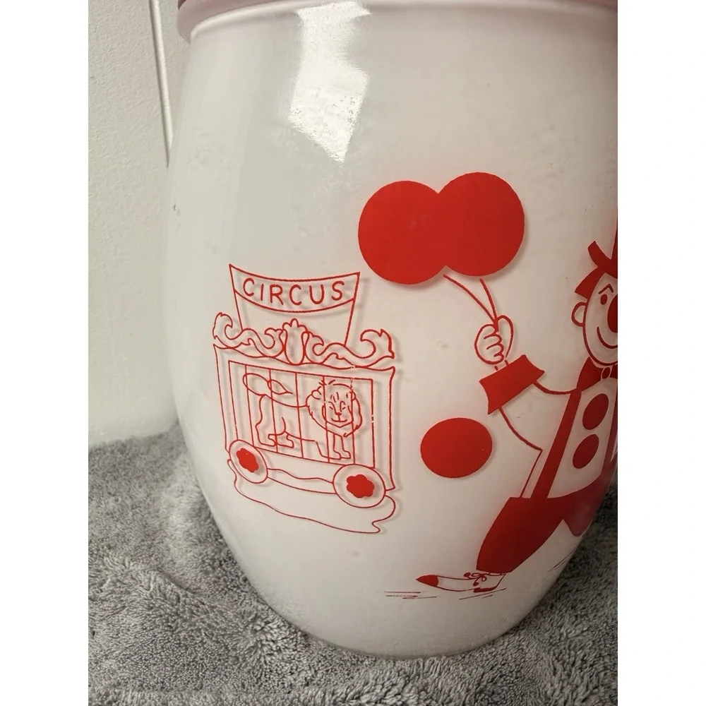 Vintage Bartlett Collins Glass Circus Clown Cookie Jar With Lid Collectible
